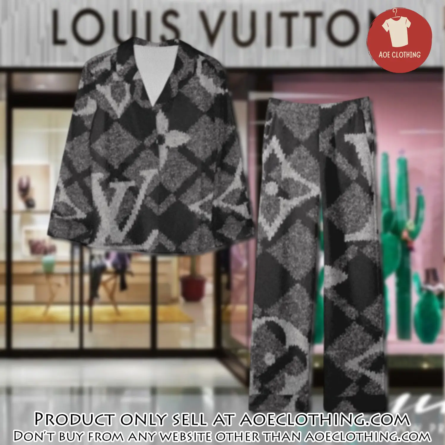 Trending luxury lv satin pajama set pjs1109 aoe2554394